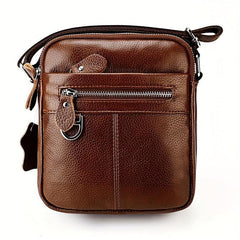 Men's Leather Crossbody Bag Vertical Shoulder Bag For Travel Work Casual