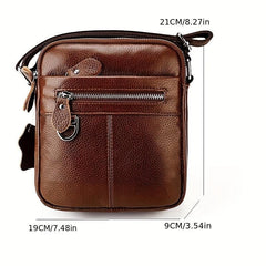 Men's Leather Crossbody Bag Vertical Shoulder Bag For Travel Work Casual