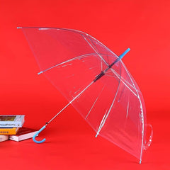 Colorful Transparent Long Handle Umbrella - Windproof & Waterproof