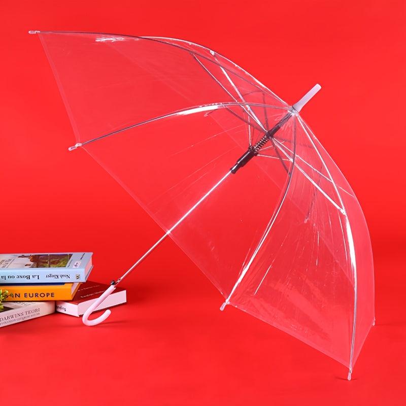 Colorful Transparent Long Handle Umbrella - Windproof & Waterproof