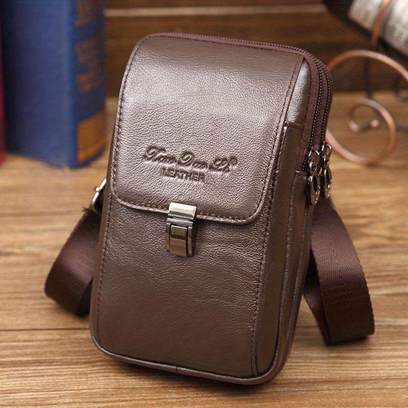 Men's Leather Crossbody Bag 17 78 Cm Cowhide Waist Bag Multifunctional Wear