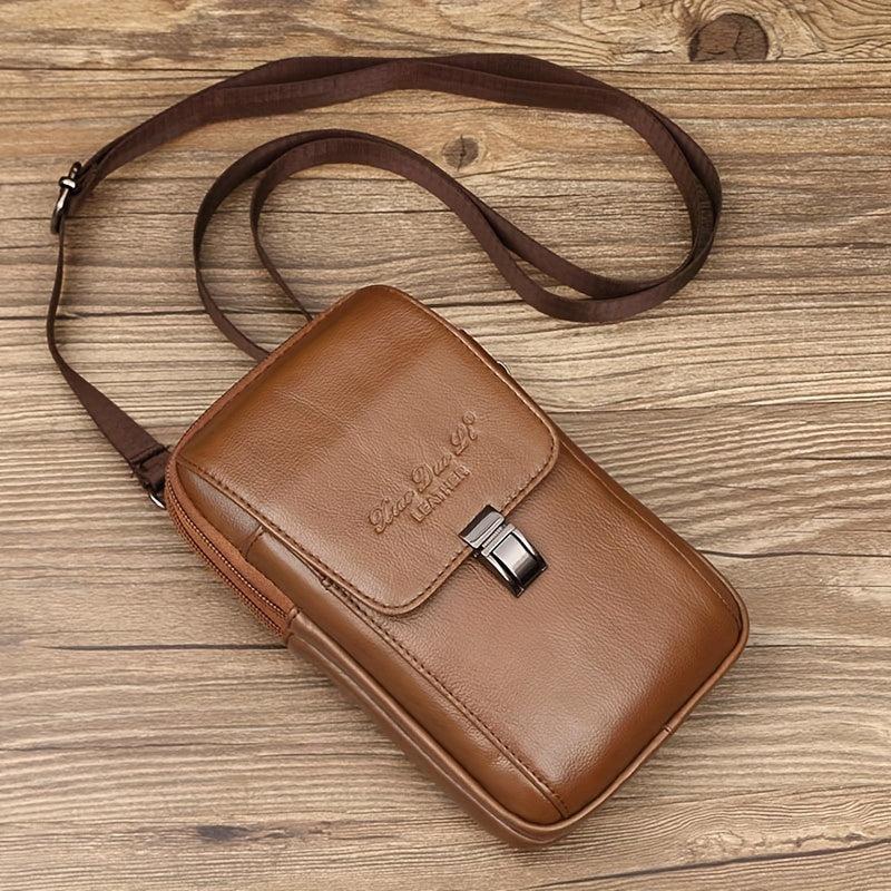 Men's Leather Crossbody Bag 17 78 Cm Cowhide Waist Bag Multifunctional Wear