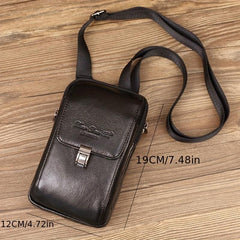 Men's Leather Crossbody Bag 17 78 Cm Cowhide Waist Bag Multifunctional Wear
