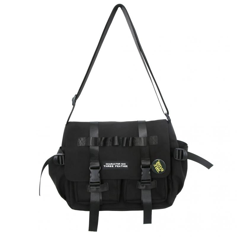 Men's Casual Messenger Bag With Pins Ripstop Water Resistant Crossbody Bag