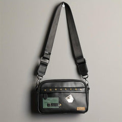 Men's Single Shoulder Bag Square Bag Rivet Decor Crossbody Bag