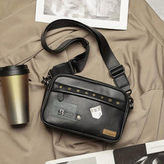 Men's Single Shoulder Bag Square Bag Rivet Decor Crossbody Bag