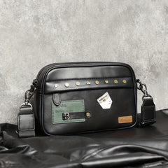 Men's Single Shoulder Bag Square Bag Rivet Decor Crossbody Bag