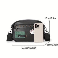 Men's Single Shoulder Bag Square Bag Rivet Decor Crossbody Bag