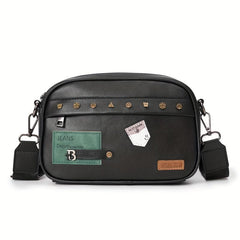 Men's Single Shoulder Bag Square Bag Rivet Decor Crossbody Bag