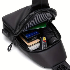 Men's Anti-Theft Crossbody Bag with USB Charging Port