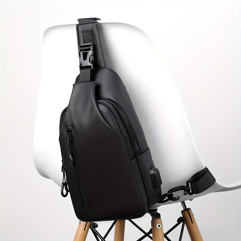 Men's Anti-Theft Crossbody Bag with USB Charging Port
