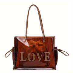 Large Capacity Clear Tote Bag PVC Lightweight Shoulder Bag