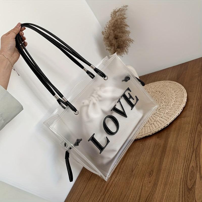 Large Capacity Clear Tote Bag PVC Lightweight Shoulder Bag