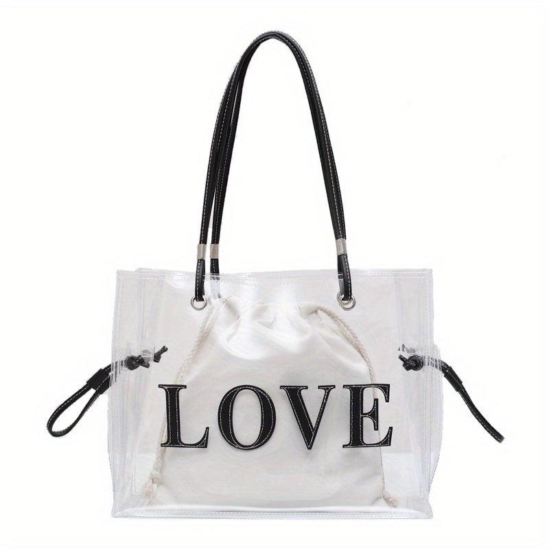 Large Capacity Clear Tote Bag PVC Lightweight Shoulder Bag