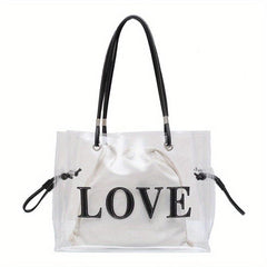 Large Capacity Clear Tote Bag PVC Lightweight Shoulder Bag
