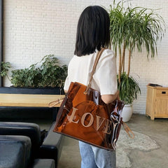 Large Capacity Clear Tote Bag PVC Lightweight Shoulder Bag