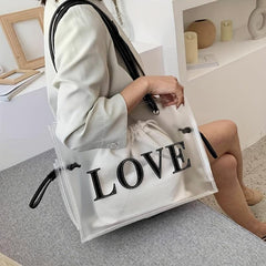 Large Capacity Clear Tote Bag PVC Lightweight Shoulder Bag