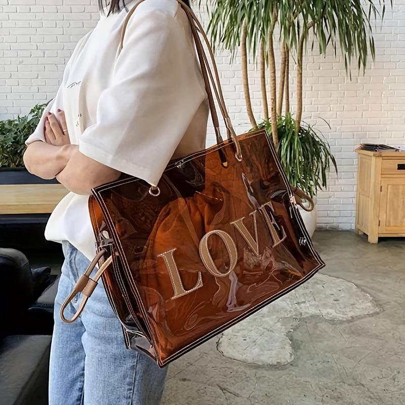 Large Capacity Clear Tote Bag PVC Lightweight Shoulder Bag