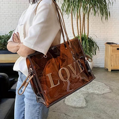 Large Capacity Clear Tote Bag PVC Lightweight Shoulder Bag