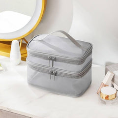 Double Layer Cosmetic Bag Travel Mesh Cosmetic Storage Bag Large Toiletry Bag