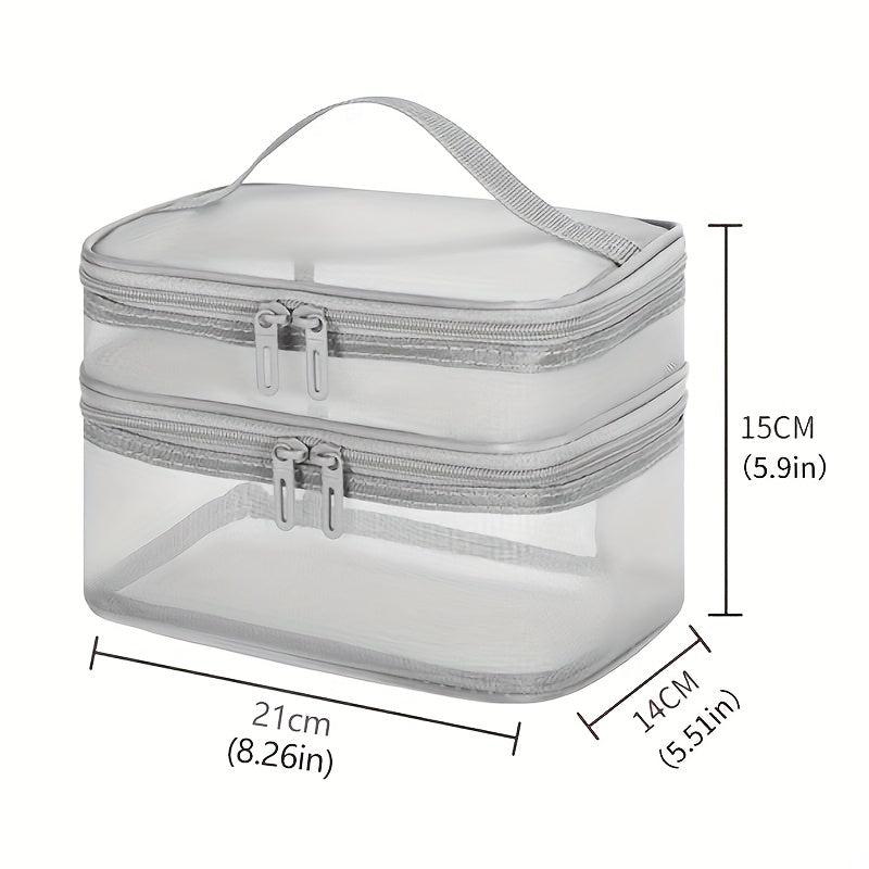 Double Layer Cosmetic Bag Travel Mesh Cosmetic Storage Bag Large Toiletry Bag