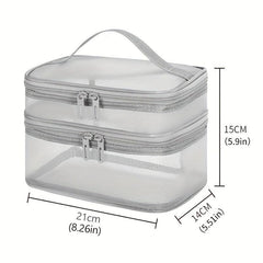 Double Layer Cosmetic Bag Travel Mesh Cosmetic Storage Bag Large Toiletry Bag