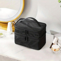 Double Layer Cosmetic Bag Travel Mesh Cosmetic Storage Bag Large Toiletry Bag