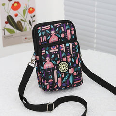 Mini Allover Print Phone Arm Bag Zipper Durable Nylon Shoulder Bag