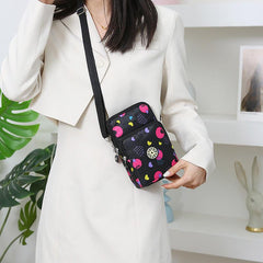 Mini Allover Print Phone Arm Bag Zipper Durable Nylon Shoulder Bag