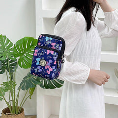 Mini Allover Print Phone Arm Bag Zipper Durable Nylon Shoulder Bag