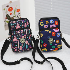 Mini Allover Print Phone Arm Bag Zipper Durable Nylon Shoulder Bag