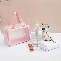 Pink Waterproof Cosmetic Bag Large Capacity Makeup Travel Toiletry Bag