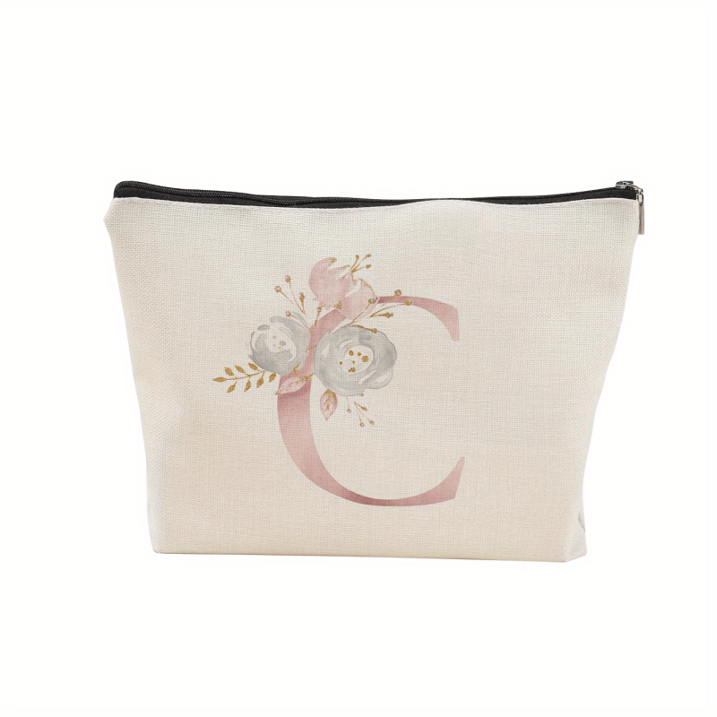 Letter Print Canvas Zipper Bag Clutch Coin Purse Makeup Bag