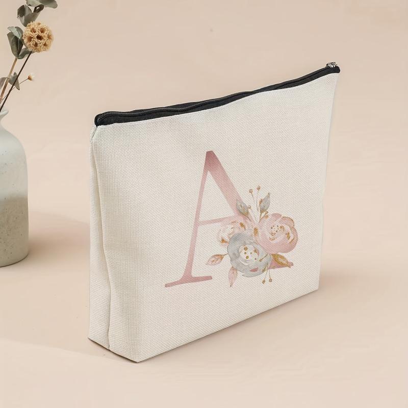 Letter Print Canvas Zipper Bag Clutch Coin Purse Makeup Bag
