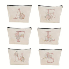 Letter Print Canvas Zipper Bag Clutch Coin Purse Makeup Bag