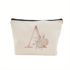 Letter Print Canvas Zipper Bag Clutch Coin Purse Makeup Bag