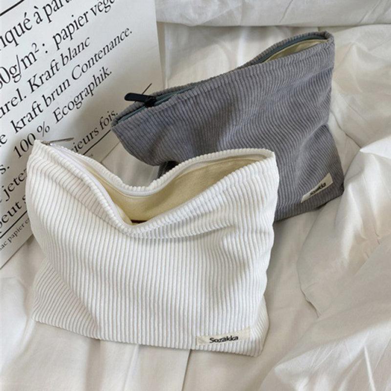 Corduroy Travel Cosmetic Bag Makeup Storage Purse Organizer