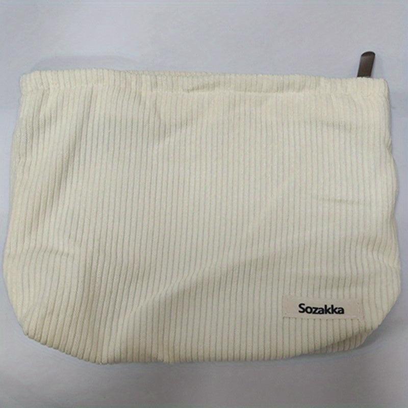 Corduroy Travel Cosmetic Bag Makeup Storage Purse Organizer