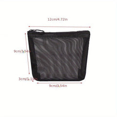 Mesh Makeup Pouch Zipper Portable Cosmetic Bag Travel Toiletry