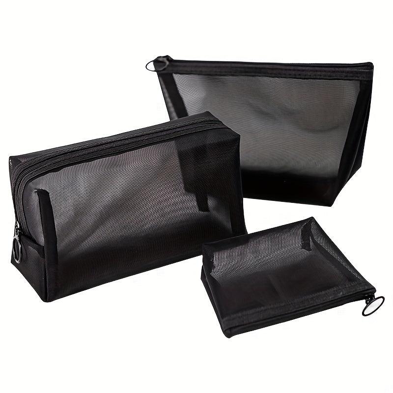 Mesh Makeup Pouch Zipper Portable Cosmetic Bag Travel Toiletry
