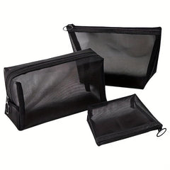 Mesh Makeup Pouch Zipper Portable Cosmetic Bag Travel Toiletry