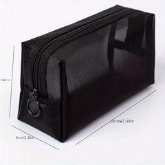 Mesh Makeup Pouch Zipper Portable Cosmetic Bag Travel Toiletry