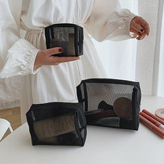 Mesh Makeup Pouch Zipper Portable Cosmetic Bag Travel Toiletry