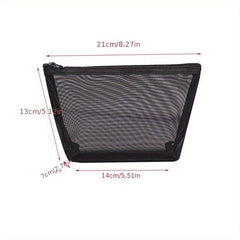 Mesh Makeup Pouch Zipper Portable Cosmetic Bag Travel Toiletry