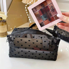 Velvet Heart Textured Zipper Storage Bag