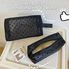 Velvet Heart Textured Zipper Storage Bag