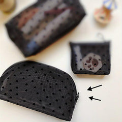 Velvet Heart Textured Zipper Storage Bag