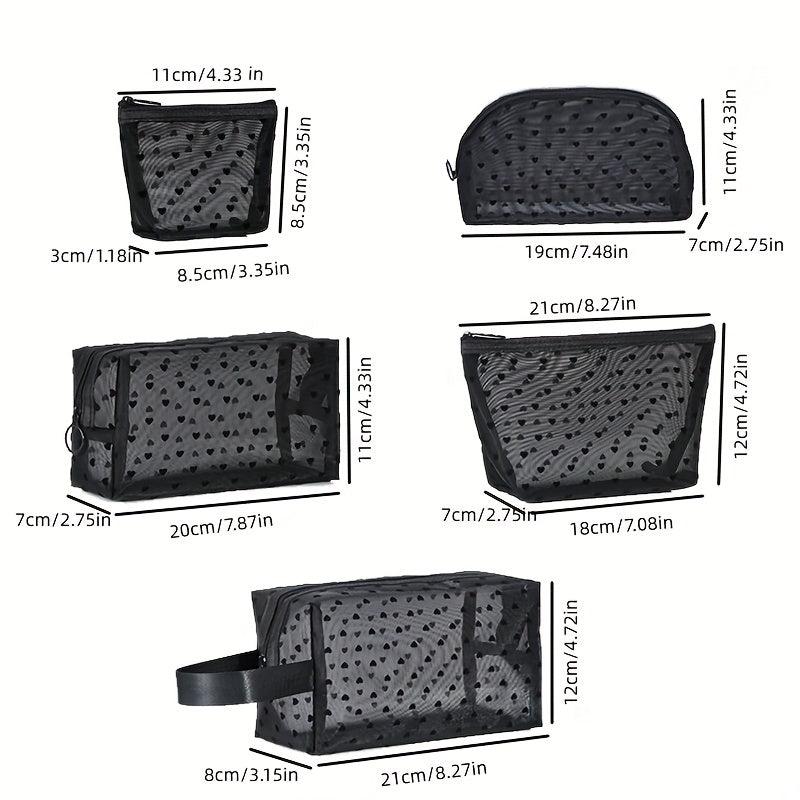 Velvet Heart Textured Zipper Storage Bag
