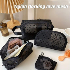 Velvet Heart Textured Zipper Storage Bag