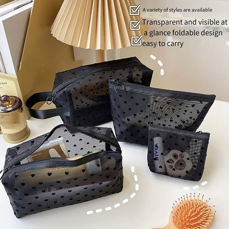 Velvet Heart Textured Zipper Storage Bag